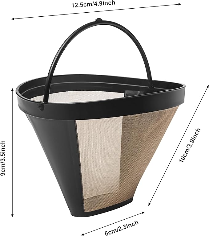 2pcs Reusable #4 Cone Coffee Filter Basket for Ninja and Cuisinart Coffee Makers Coffee Accessories - 2 Pack Permanent Replacement for Ninja and Cuisinart Coffee Brewers