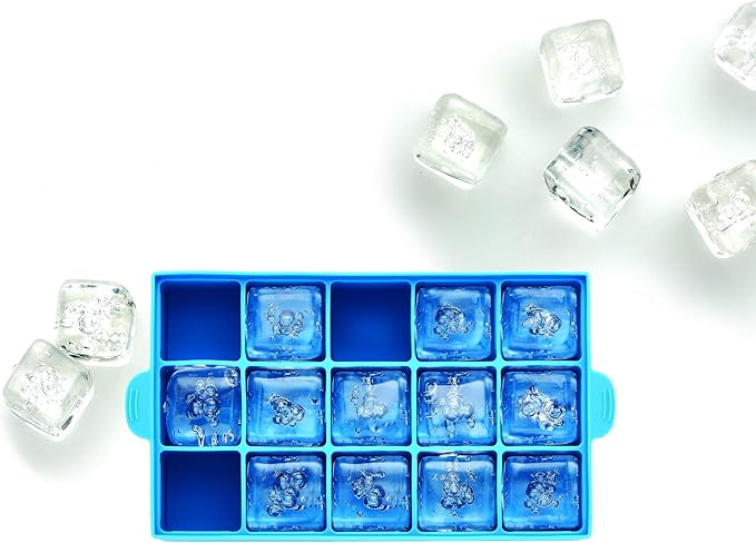 Farberware Pro Silicone Ice Cube Trays with Lid, 4-Piece, Blue