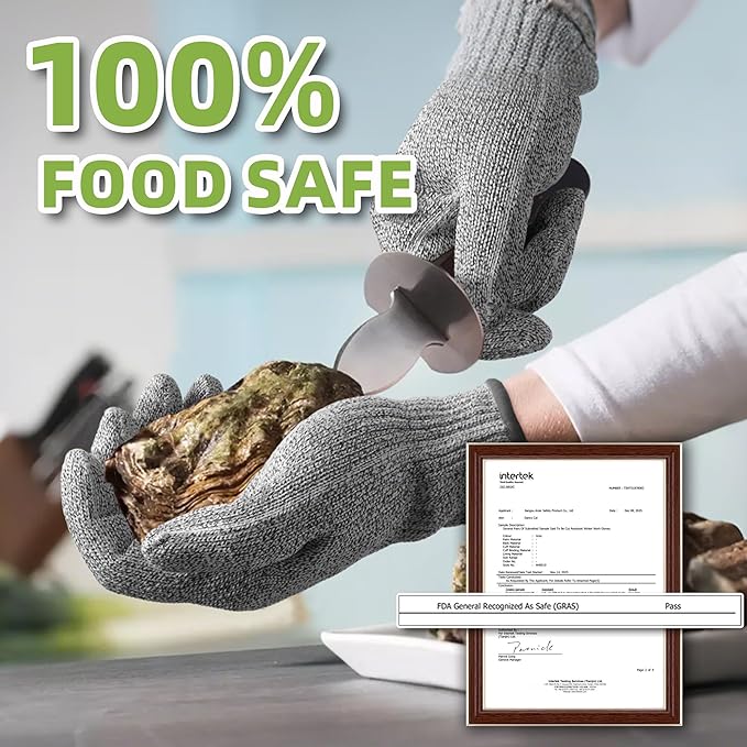 Schwer SlicePro ANSI A9 Cut Resistant Gloves, Food Grade Cutting Gloves for Kitchen Food Prep, Mandoline Gloves for Meat Cutting, Oyster Shucking, Fish Fillet Processing, PR1501-G, 2 Pairs, L