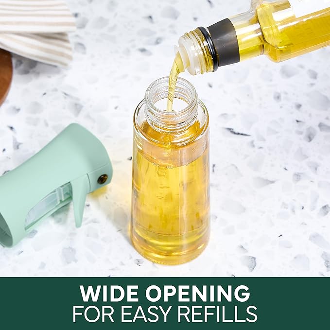 COOK WITH COLOR Glass Oil Sprayer for Cooking, BBQ, Salad Olive Oil Spray Bottle with Non-Slip Handle, Oil Sprayer Bottles for Healthy Eating, Green