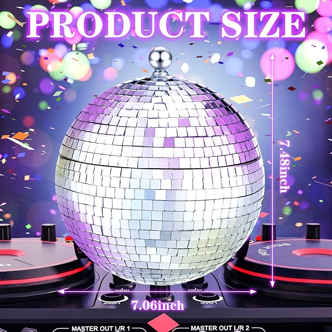 Hoolerry 2L Disco Ball Ice Bucket for Cocktail Bar Retro 70s Barware Mirror Silver Disco Beverage Vase Bowl Drink Barrel Double Stainless Steel Bachelorette Party Gift Supplies