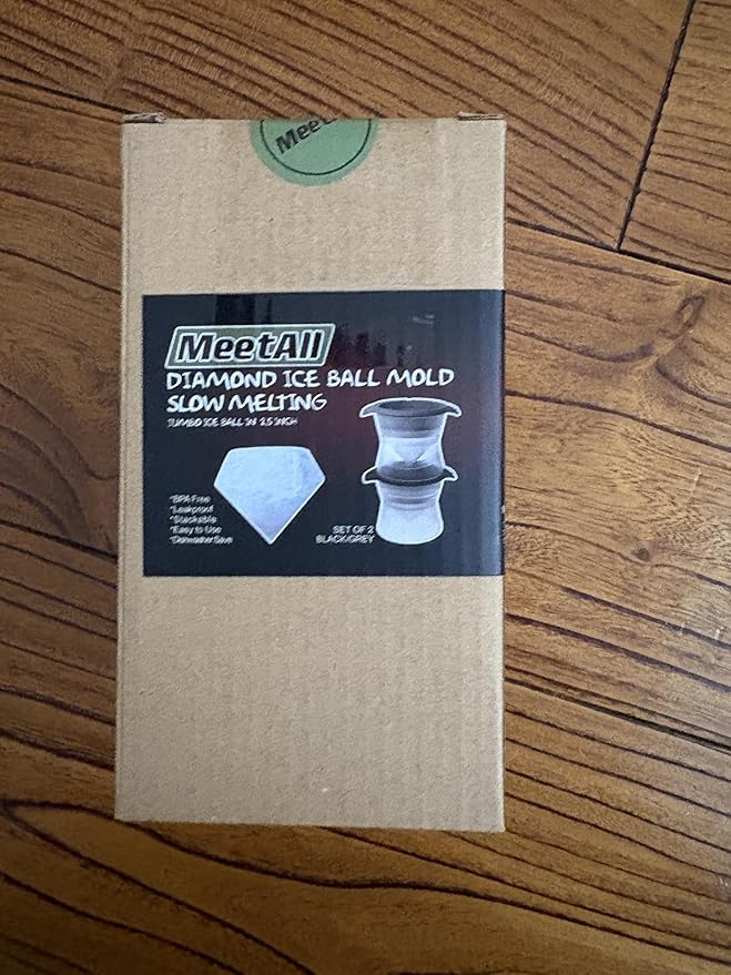 Meetall 2 Pack Diamond Shape Ice Cube Mold for Whiskeys,Cocktails and Soft Drinks.Slow Melting,Long-lasting Chilled.2.5x1.8 inch.2 Colors Grey and Black.