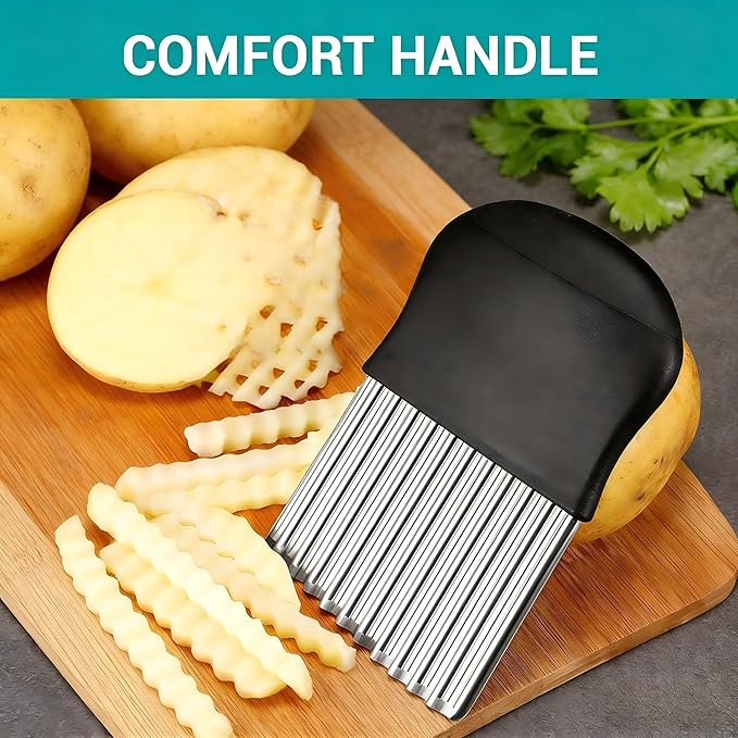 Stainless Steel Potato Holder Slicer - Onion Vegetable Cutting Aid with Finger Guard for Safe Chopping, Food Grade Kitchen Gadget Tool for Tomato Carrot Cucumber, Dishwasher Safe
