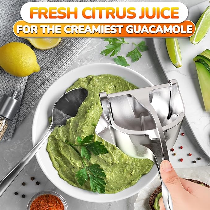 Fruit Juice Squeezer Handheld Aluminum Alloy - Manual Juicer Hand Press, Non-Slip Ergonomic Handle, Easy to Use & Clean, 0.6 L Capacity - Great Bar Juicer for Citrus, Pomegranate, and Other Fruits