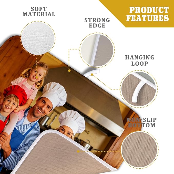 Custom Personalized Dish Drying Mat for Kitchen Counter Customized Dying Pad with Picture Text Home Decor