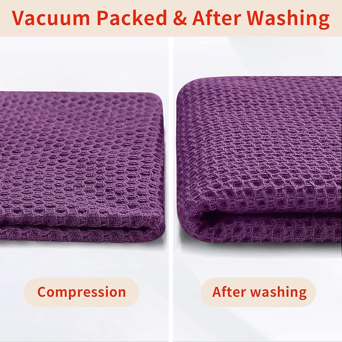 Homaxy 100% Cotton Kitchen Towels and Dishcloths Set, 12 x 12 Inches and 13 x 28 Inches, Set of 10 Bulk Kitchen Towels Set, Ultra Soft Absorbent Dish Cloths for Washing Dishes, Purple
