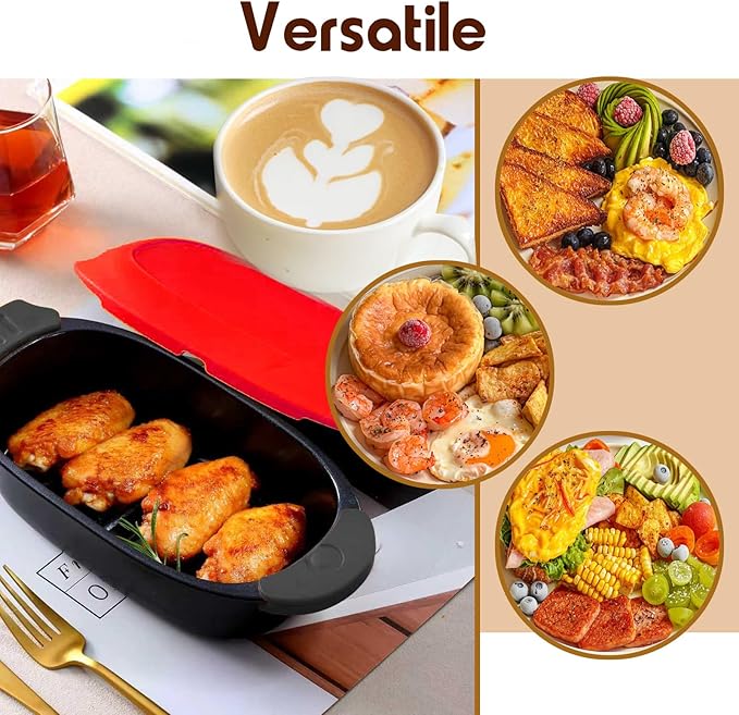 MKYSAIL Quick-Heat Microwave Grill Pan & Bacon Cooker | The Perfect Kitchen Addition for Single Servings & Fast Family Sides.Compact Multi-Use Microwave Cookware with Lid for Chicken, Veggies,Pancakes | Dishwasher Safe,Portable for Kitchen, RV, Dorm, O...