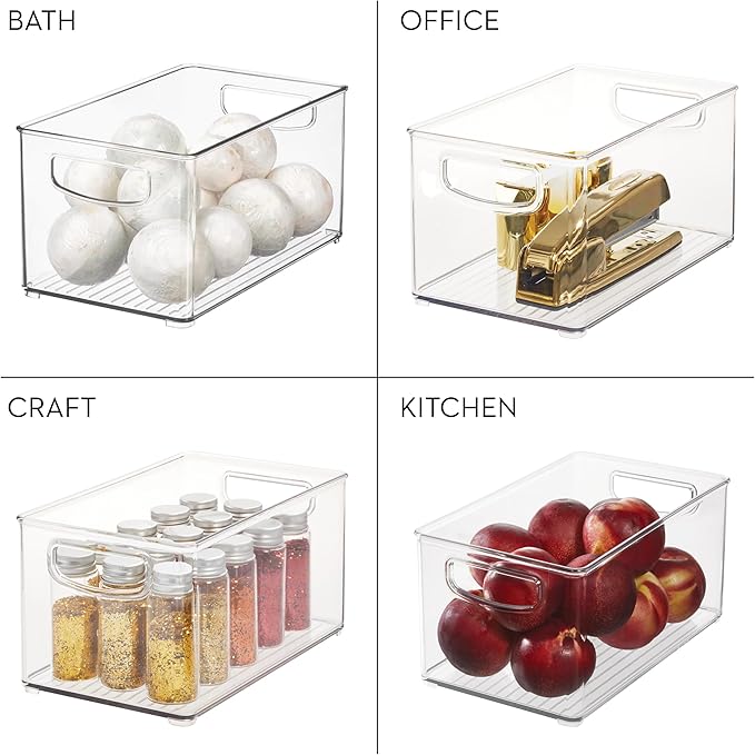 iDesign Stackable Clear Plastic Bin - Kitchen Organizers and Storage for Fridge and Pantry, 6-Pack