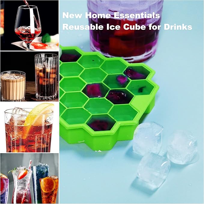 Ice Cube Trays for Freezer with Lid-37 Grid 4pcs Multicolor Silicone Ice Cube Tray with Lid for Small Ice Cube Molds,Easy-Release Reusable Ice Cube in Ice Bucket for Iced Coffee Cup