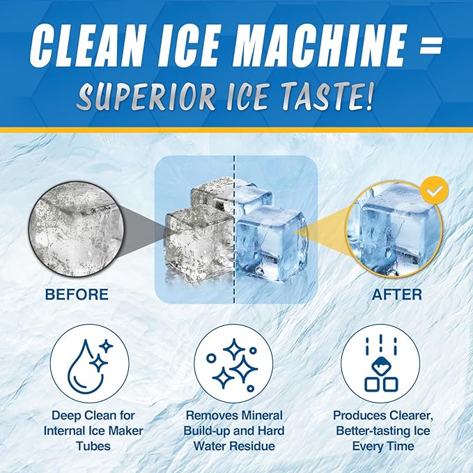 Tiepetly Ice Machine Cleaner Tablets, Countertop Ice Maker Cleaner, 36 Counts Descaler, Nickel Safe Commercial Portable Nugget Ice Makers, Remove Hard Water Buildup, Deep Cleaning