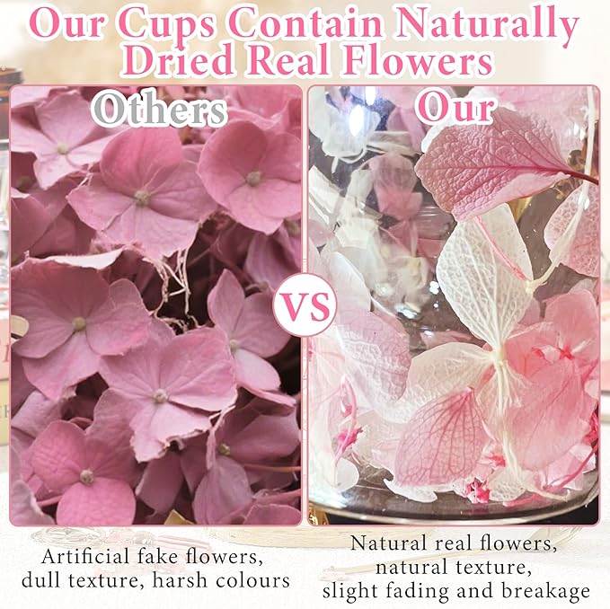 Gifts for Women Double Wall Flower Glass Coffee Mug Initial Glass Cup Personalized Monogrammed Birthday Wedding Christmas Graduation Valentine Mothers Day Gifts for Mom Wife Friends Coworker Bride (S)