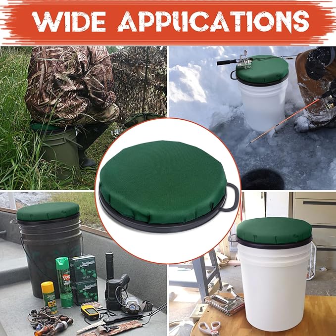 WarBull 5 Gallon Bucket Seat, 360-Degree Swivel Seat Foam Cushion Bucket Seat Lid with Waterproof Cover for Dove Duck Hunting, Fishing, Baseball, Gardening and Camping