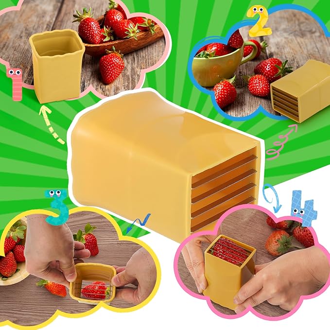 2PCS Fruit Slicer Cup: Strawberry Slicer, Speed Cutter for Banana Grape Egg Rapid & Safe Slicing Kitchen Gadget