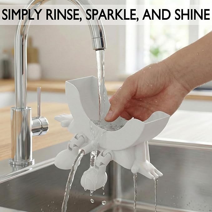 Cute Hanging Sponge Holder with Drainage & Legs, 3D Printed Funny Sink Stand for Round Sponges, Aesthetic Kitchen Sink Edge Organizer, Countertop Decor, Quick-Drying Storage Cleaning Gadget