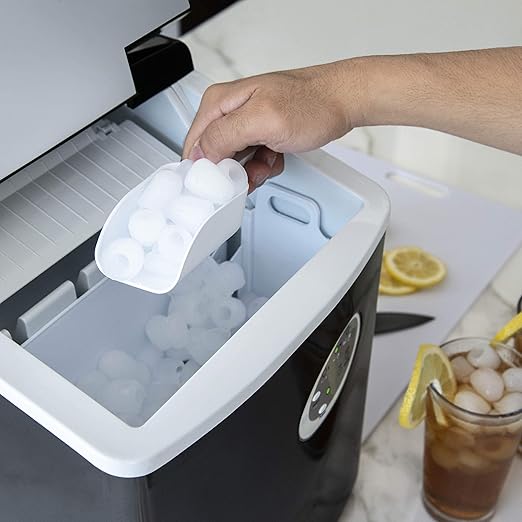 NewAir Counter Top Ice Maker Machine (Black), Compact Automatic Ice Maker, Cubes Ready in 6 Minutes, 28 Pounds in 24 Hours - Perfect for Home/Kitchen/Office/Bar