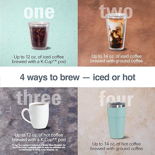 Hamilton Beach FlexBrew Advanced 4-in-1 Single Serve Hot & Iced Coffee Maker with Removable 45 oz. Water Reservoir, Use Pod Packs and Grounds, Fast Brewing, LED Touchscreen, Blue