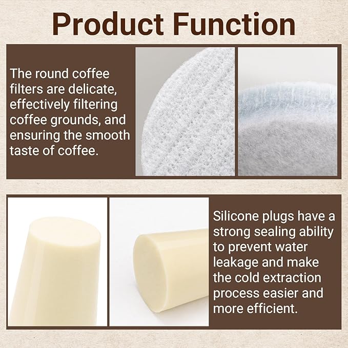 Reusable Cold Brew Coffee Filters and Stoppers Replacement Felt Filters Compatible with Toddy Cold Brew System Coffee Maker