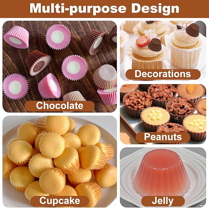 Peanut Butter Cup Molds, Bite-Size Chocolate Molds, 30-Cavity Mini Silicone Candy Mold for Fat Bomb, Jelly, Ice and Cordial Truffles Cupcake