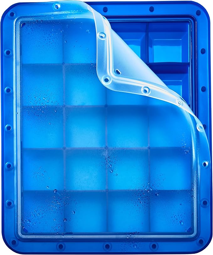 Lurch 240760 Ice Former Arctic Cube 4 cm Blue Ice Cube Tray for 20 Ice Cubes with Transparent Lid Blue