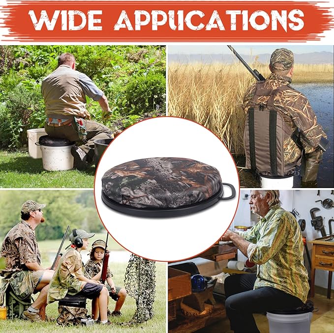 WarBull 5 Gallon Bucket Seat, 360-Degree Swivel Seat Foam Cushion Bucket Seat Lid with Waterproof Cover for Dove Duck Hunting, Fishing, Baseball, Gardening and Camping