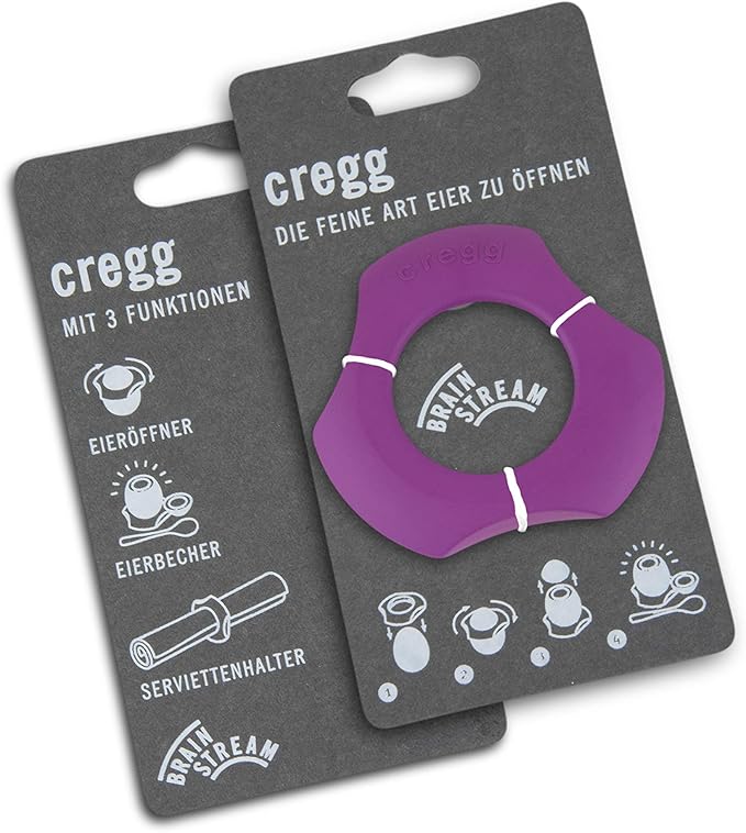 cregg 3-in-1 Egg Topper - Purple – Egg Cracker, Cup & Serving Ring – Made in Germany – For Soft & Hard Boiled Eggs – Egg Shell Opener – Kitchen Gadget & Gift for Breakfast Lovers
