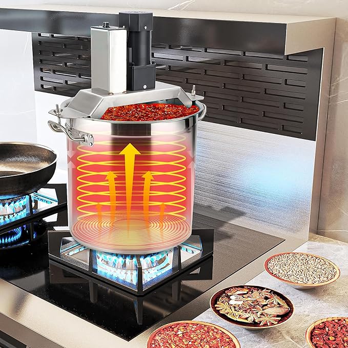 Electric Jam Mixer - Stainless Steel Automatic Pot Stirrer with 4-Blade Mixing Scraper, for Soup, Chili Sauce, Beverage, Jam & Porridge, One-Touch Operation, Commercial Food Mixing Machine (Model 45)