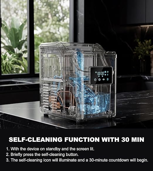 Landeagle Nugget Ice Makers Countertop,Portable Pebble Ice Machine with Crushed Ice,10lbs/Day Soft Pellet Ice Maker Stainless with 24H Timer, Self-Cleaning Chewable Sonic Ice for Home,Kitchen,Office