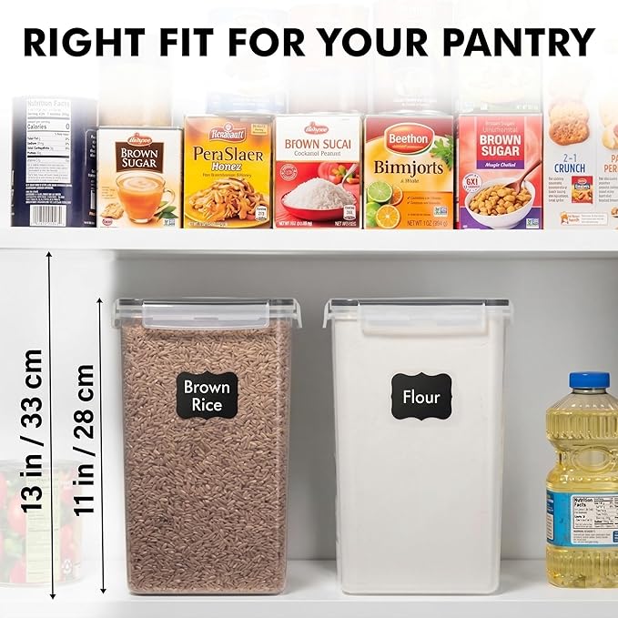 WHITE FEATHER SUPPLIES 2 PC [6.5L / 220 Oz] Large Food Storage Containers with Lids Airtight - BPA Free Clear Plastic Kitchen and Pantry Storage Containers, Bulk Storage for Cereal, Flour, Sugar, Rice