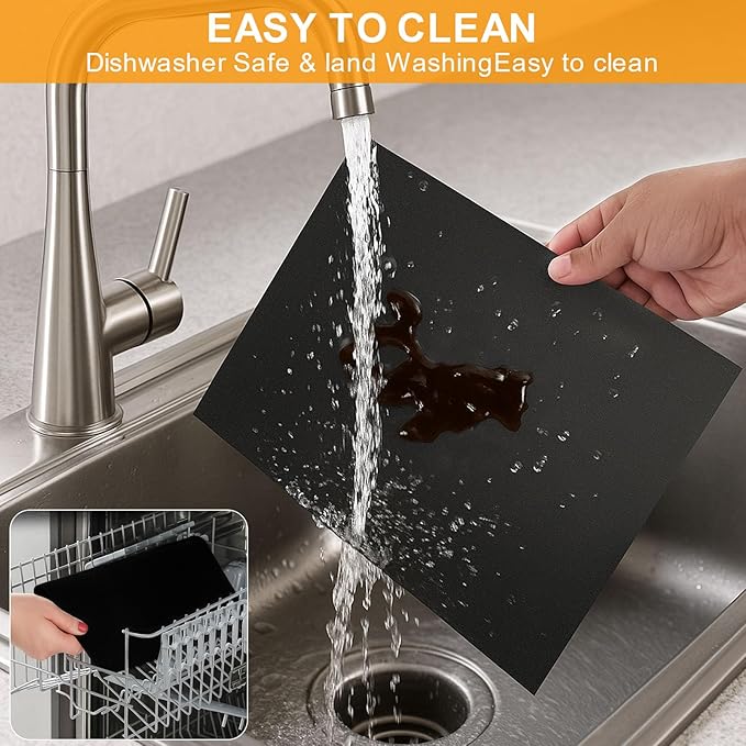 Oven Liners for Bottom of Oven, 13.8"x12" Reusable Non-Stick Heat Resistant Accessories Mat for Emeril Lagasse Dual Zone 360 Air Fryer Oven 25 QT Extra Large and more, 4 Pack