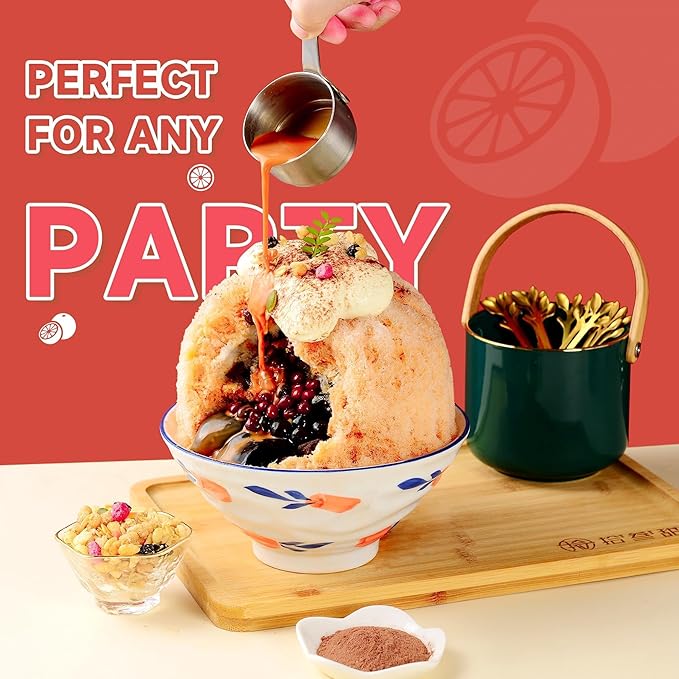 Shaved Ice Machine - Snow Cone Machine Equipped With Stainless Steel Blade Adjustment Knob to Freely Adjust the Thickness of the Snowflakes and 2 Reusable Plastic Ice Mold Cup