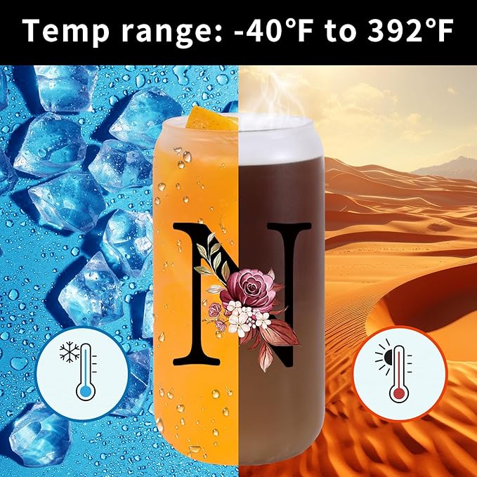 Monogrammed Glass Drinking Cup With Lid Straw Women Wife Anniversary Her 1 2 3 5 6 7 8 10 14 20 25 40 50 Year Cotton Copper Ivory Bronze Leather Iron Paper First 5th 6th 10th 25th 40th 50th 60 Gifts,N