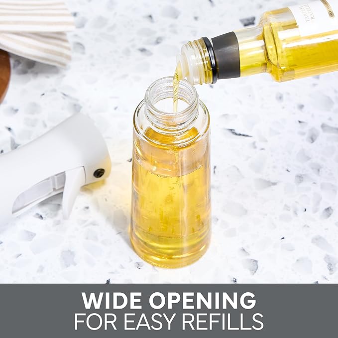 COOK WITH COLOR Glass Oil Sprayer for Cooking, BBQ, Salad Olive Oil Spray Bottle with Non-Slip Handle, Oil Sprayer Bottles for Healthy Eating, Grey