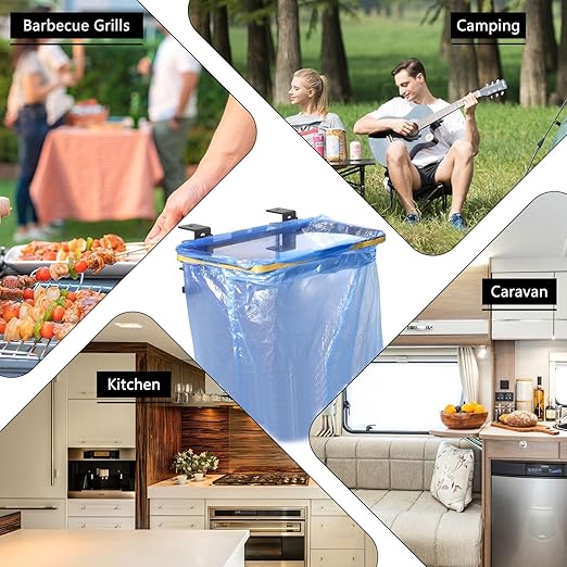 mumisuto Trash Bag Holder, Over The Cabinet Trash Bag Holder for Kitchen, Stainless Steel Under Sink Bag Holder, Garbage Bag Holder for Kitchen, Cabinet, Camping, Picnics (Without Garbage Bag)