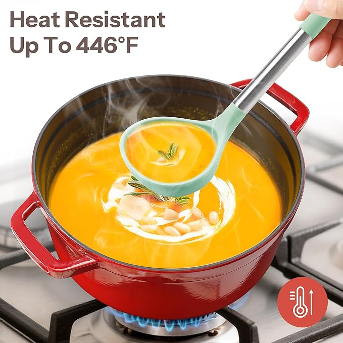 NCUE Silicone Cooking Utensils Set, 28 Pcs Kitchen Utensils Set 446°F Heat Resistant Spatula Set, Food Grade Silicone and Stainless Steel Handle Kitchen Gadgets for Nonstick Cookware BPA Free