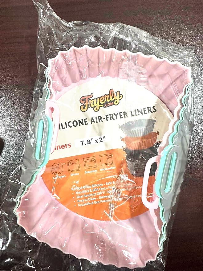Silicone Air Fryer Liners – 3 Pack 8″ Reusable Food-Grade Silicone Basket Inserts, Cook Multiple Foods Back-to-Back Without Washing, Non-Stick Easy Clean, BPA-Free