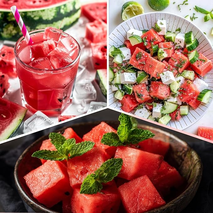2-in-1 Watermelon Fork Slicer Cutter, Dual Head Watermelon Cube Cutter, Multipurpose Fruit Cutting Knife Summer Stainless Steel Watermelon Slicer for Kitchen Gadgets, Parties, Camping