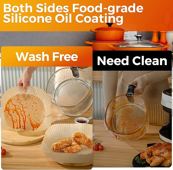 Air Fryer Paper Liners Disposable: 100PCS Non-Stick Air Fryer Parchment Paper, Food Grade Baking Sheets for Baking Roasting Microwave (6.5IN-Square)
