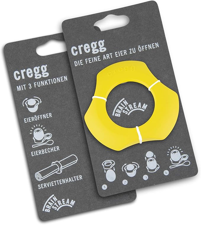 cregg 3-in-1 Egg Topper - Yellow – Egg Cracker, Cup & Serving Ring – Made in Germany – For Soft & Hard Boiled Eggs – Egg Shell Opener – Kitchen Gadget & Gift for Breakfast Lovers