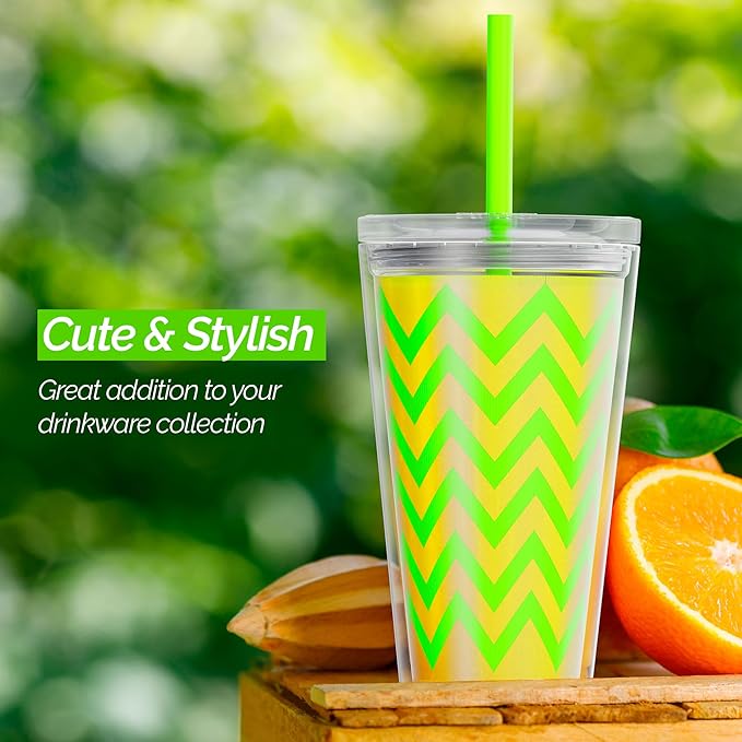 Copco Minimus 24oz Double Wall Insulated Tumbler with Removable Straw - BPA-Free Tritan Plastic, Leak-Proof Quarter-Turn Lid, Dishwasher Safe Travel Mug for Cold Beverages On-the-Go (Lime Green)