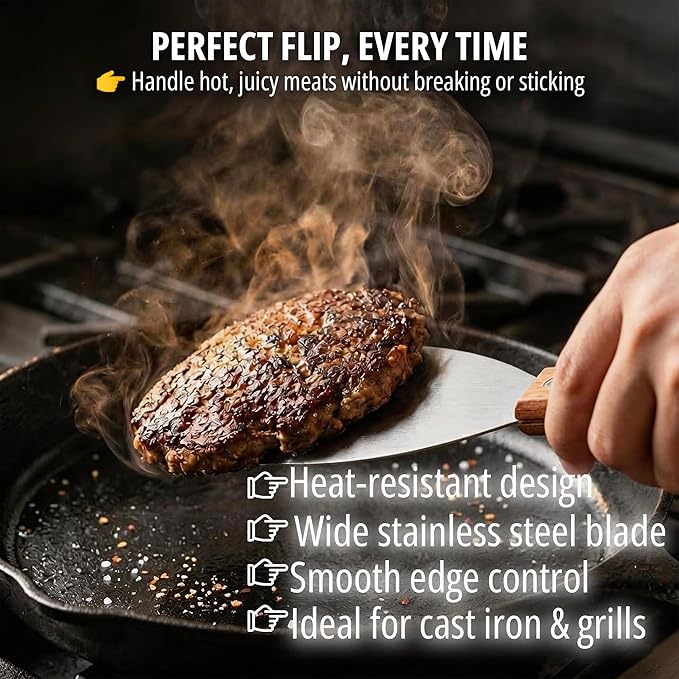 Griddle Scraper, Heavy Duty Stainless Steel Grill Scraper with Handle – Durable Griddle Scrapers for Flat Tops, Flat Top Grill Cleaner & BBQ Tools for Outdoor Grill, Easy Grease Removal (Style 03)
