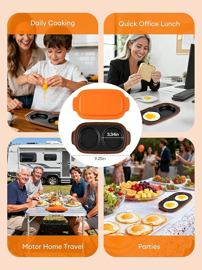 Microwave Egg Cooker, 2 Cavity Microwave Egg Poacher for Breakfast Sandwiches, Fast & Safe Cooking,Portable for Home, Easy to Clean, Perfect Kitchen Gift