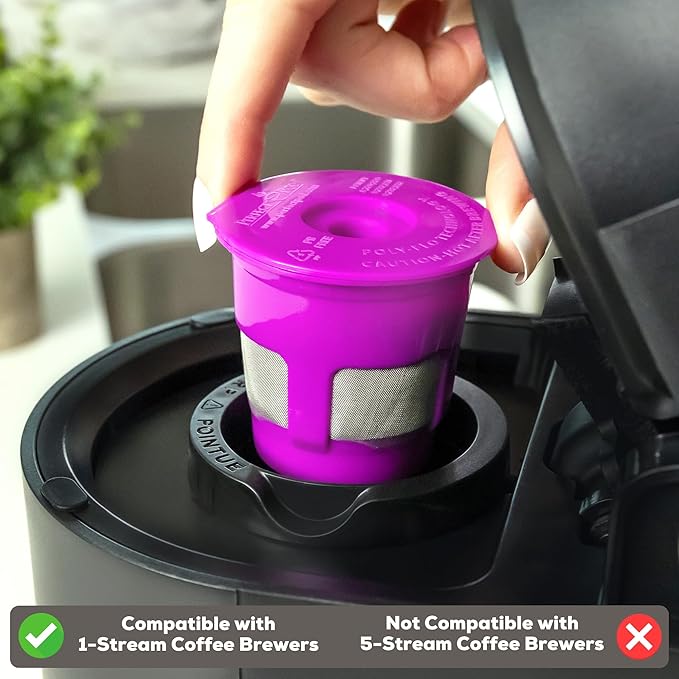 Cafe Fill 4-Pack 1-Stream Reusable Refillable Coffee Pod Filter Capsules Plus Coffee Scoop by Perfect Pod - Compatible with Keurig and Select Single Serve Coffee Makers, Replacement for K Cups