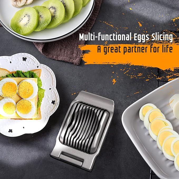 Egg Slicer for Hard Boiled Eggs, Stainless Steel Wire, Multipurpose Heavy Duty Aluminium Egg Cutter for Egg, Salads, Sandwiches, Strawberries, Mushrooms, Soft Cheese, Fruit, Black & Red
