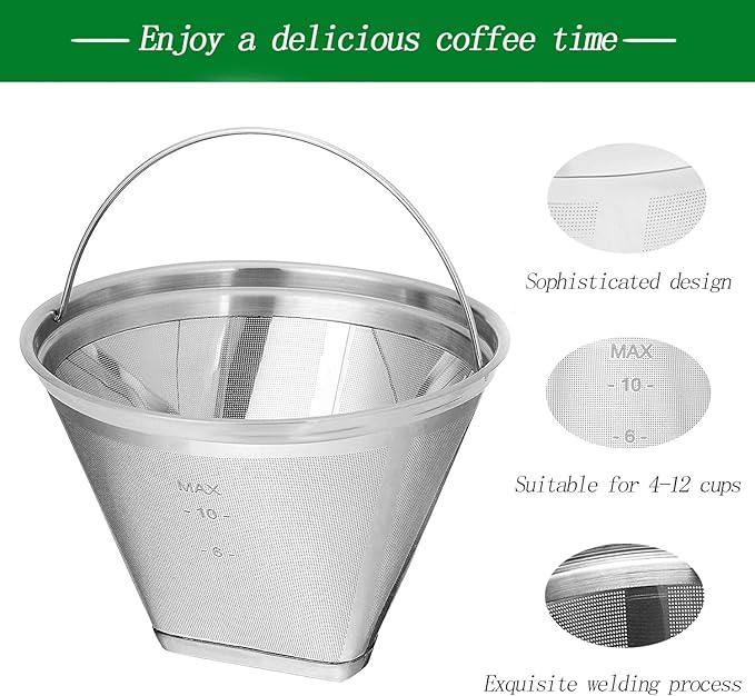 YEOSEN Coffee Filter 4 Cone Coffee Filter Reusable fit for Cuisenart Ninja Hamilton Beach Brewer (Not Applicable to Ninja CE251, CF200)