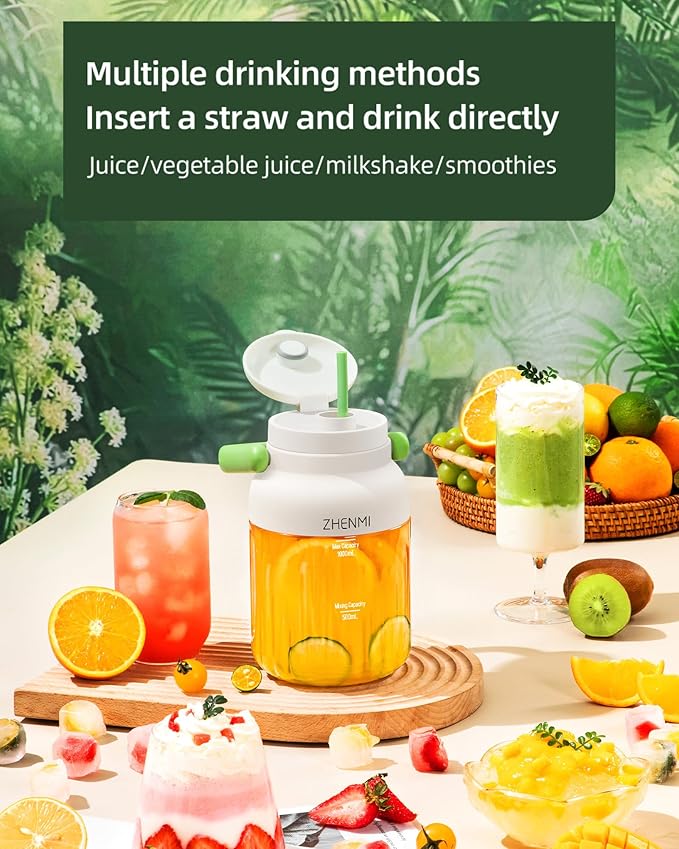 Portable Blender, Personal Blender for Smoothies & Shakes, Cordless, 33oz BPA-Free Vessel, 18000RPM Motor, Leakproof Lid with Sip Spout, USB-C Rechargeable, Easy-to-Clean Parts (Green)