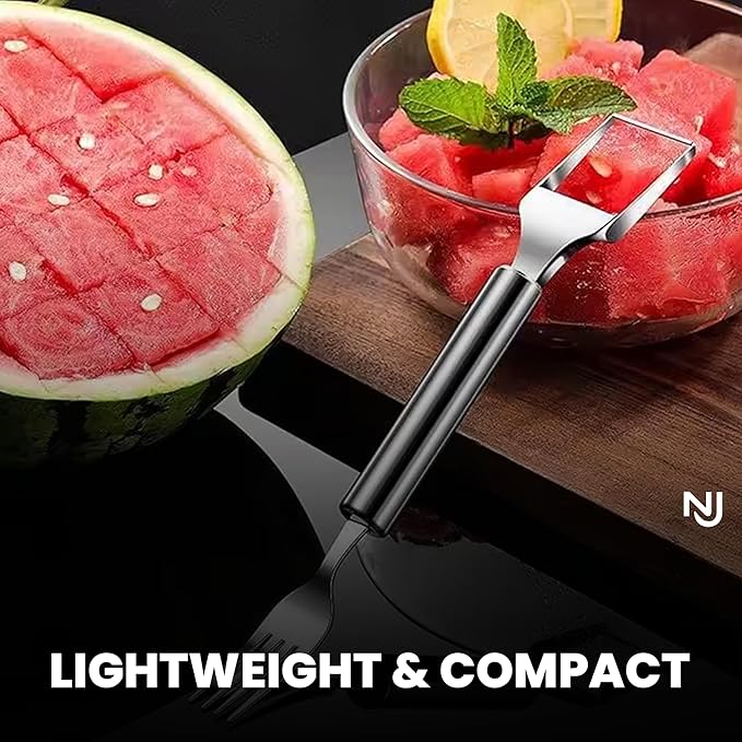 2 PCS Stainless Steel Watermelon Cutter and Fork Slicer Set 2-in-1 Fork Cutter and Fruit Slice Tool Watermelon Fork Slice Cutter Tool for Easy Cut Kitchen Gadget For Camping