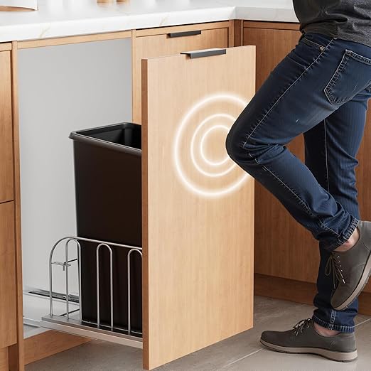 Pull Out Trash Can Under Cabinet with Soft-Close Slides, Heavy Duty Under Sink Trash Can Kit for Kitchen, Garbage Can Not Included, Requires Minimum Cabinets Opening 14" W X 19" D