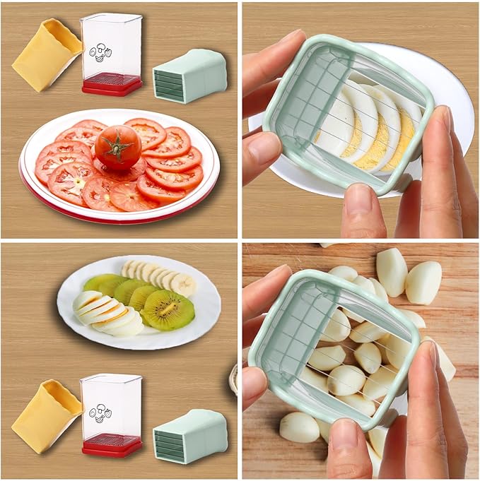 3 Pack Cup Slicers, Fruit Slicer Vegetable Speed Slicer with Push Plate, Cup Egg, Banana Slicers Strawberry Cutter Quickly Making Fruit Vegetable Salad