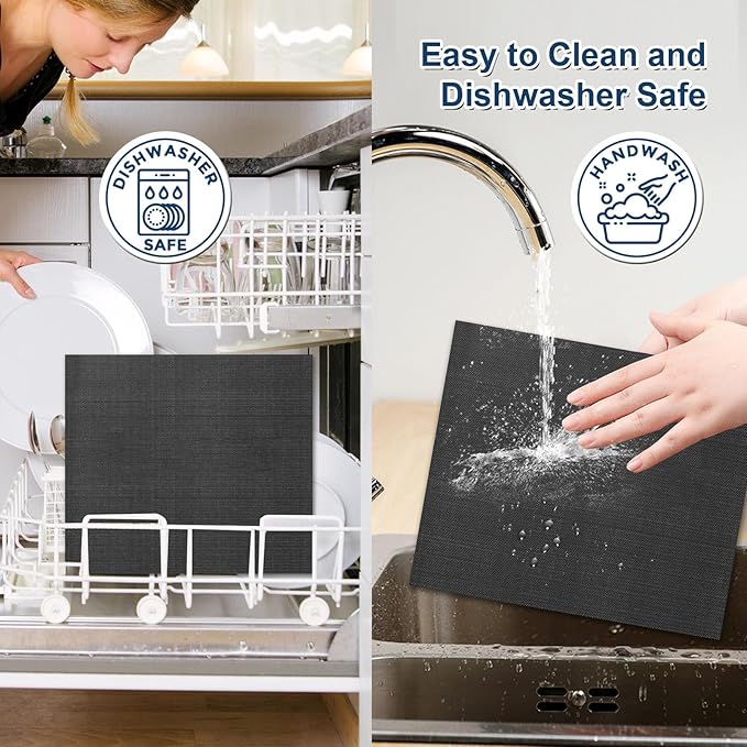 4-Pack Set Fiberglass Reusable Oven Baking Mats for Ninja DT201 DT251 Foodi 10-in-1 Smart XL Air Fry Oven 10.83"x12.4" Non-Stick Air Fryer Liners Heat-Resistant oven liners for bottom of oven