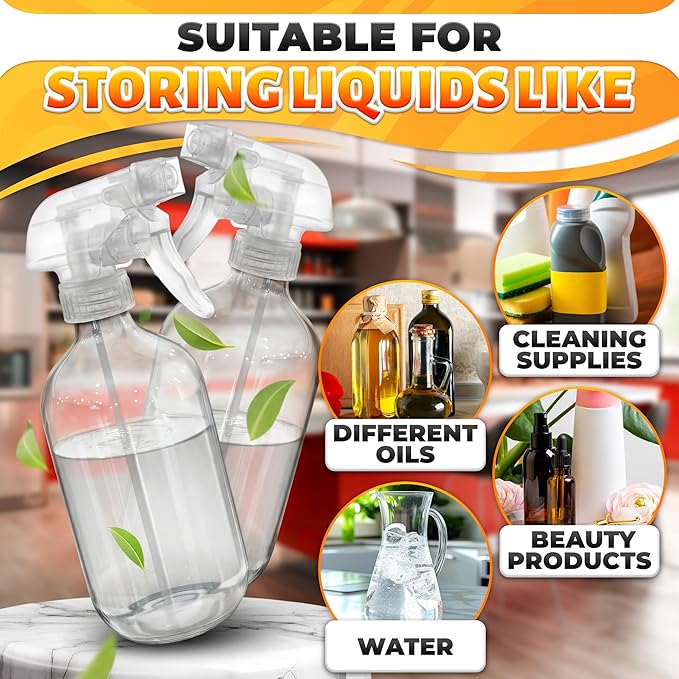 4 Pack Spray Bottle Nozzle Replacement – Adjustable Length Mist & Stream Spray Tops for Bottles 8 Oz & 16 Oz Bottle, Durable Trigger Sprayer Nozzles for Cleaning, Gardening, Salon and Home Use
